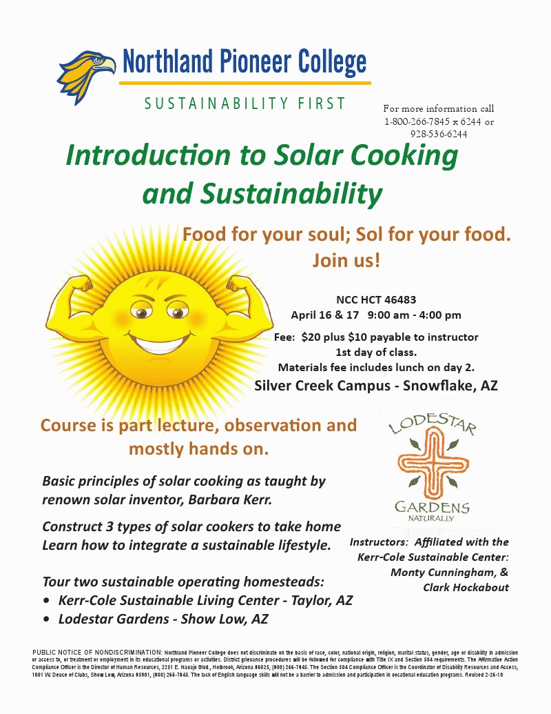 Solar Cooking Course Flier